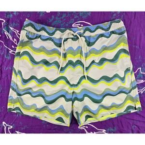 Chubbies Men's Swim Shorts Trunks Wave Print Drawstring Waist Pockets L